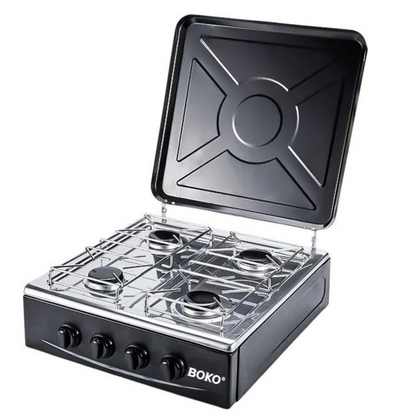 Cocina a Gas con Tapa de Acero 4 Platos